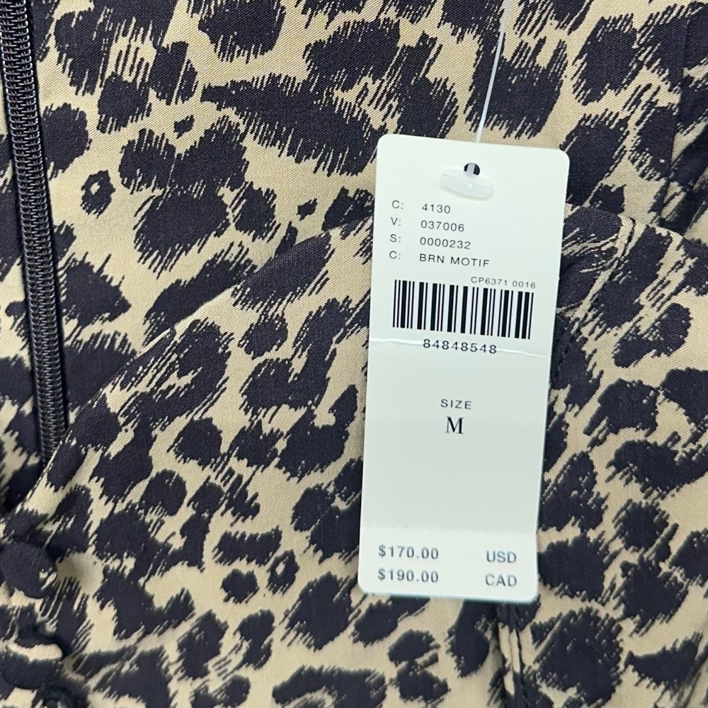 Anthropologie Leopard Print Midi Dress Cap Sleeve Zip Front Size M NWT - Picture 4 of 9